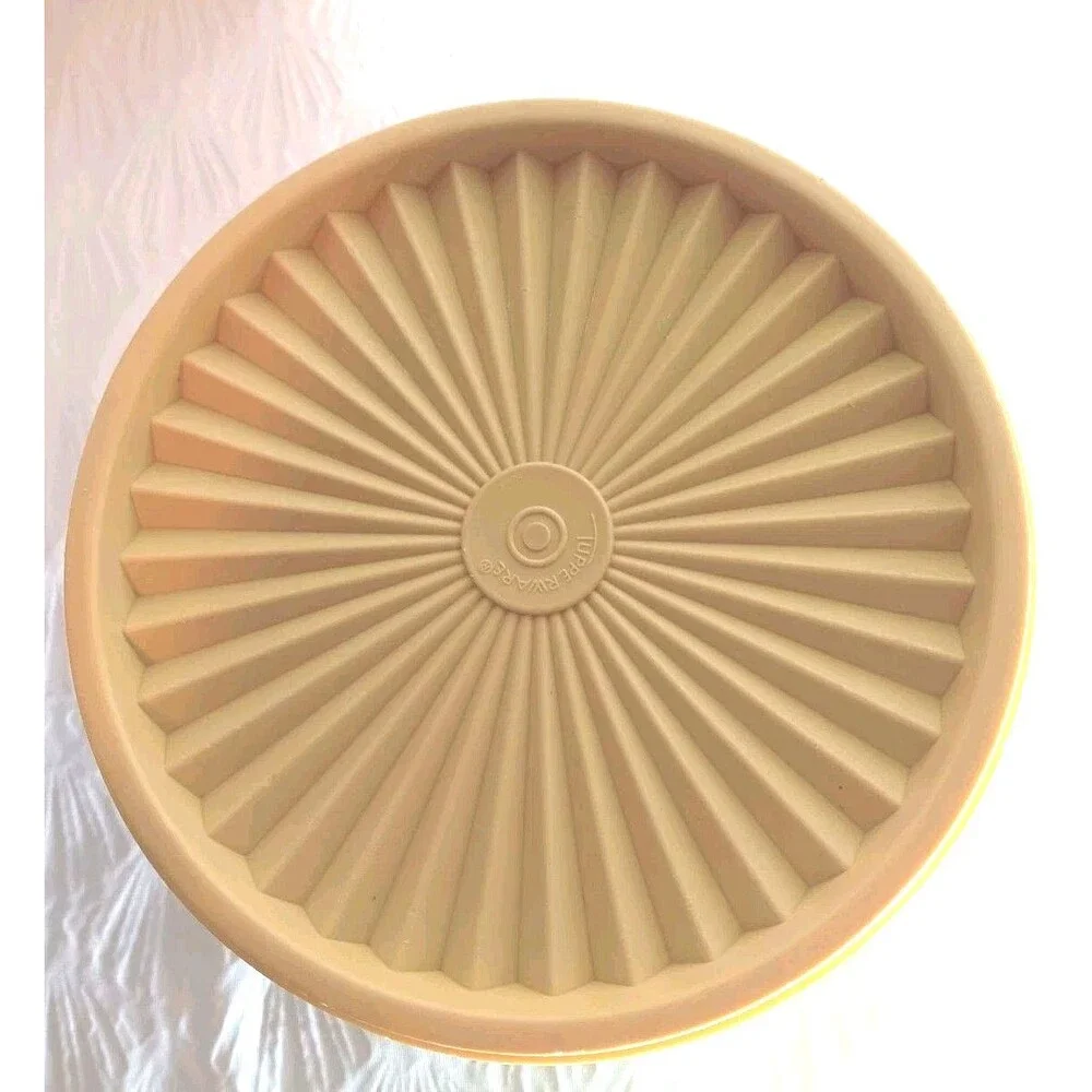 Vtg TUPPERWARE COOKIES Canister Servalier Sunburst Lid Yellow Harvest Gold 1970s